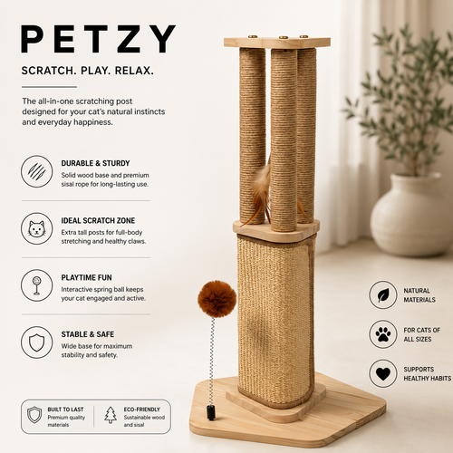 Petzy™ Eco Wooden Cat Scratching Tower