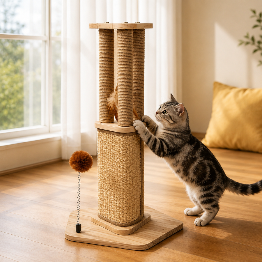 Petzy™ Eco Wooden Cat Scratching Tower